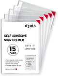 Tarifold Self-Adhesive Sign Holders, Letter Size, 15 Pack | 15 clear PVC holders, repositionable adhesive strips, magnetic corner closure, holds up to 20 letter-size sheets