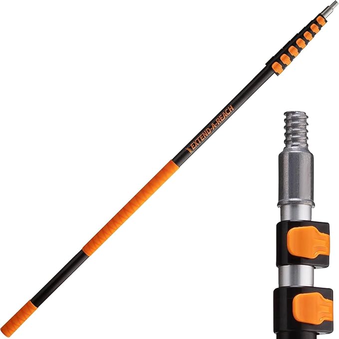 5-30 ft Long Telescoping Extension Pole, Multi-Purpose Extended Pole | Universal Twist-on Metal Tip // Lightweight and Sturdy // Best Telescoping Tool for Painting, Dusting and Window Cleaning