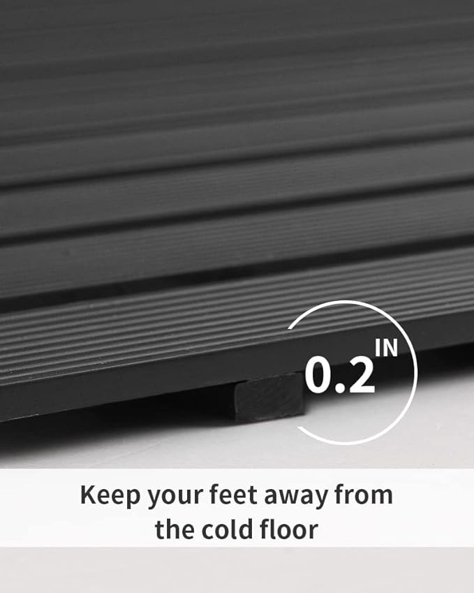 Shower-Mat Non Slip, PADOOR Heavy Duty Bathtub-Mat Curlable Quick Drain Sturdy Bath Tub Mat Without Suction Cups for Indoor Outdoor Use 17x26 Inch Black