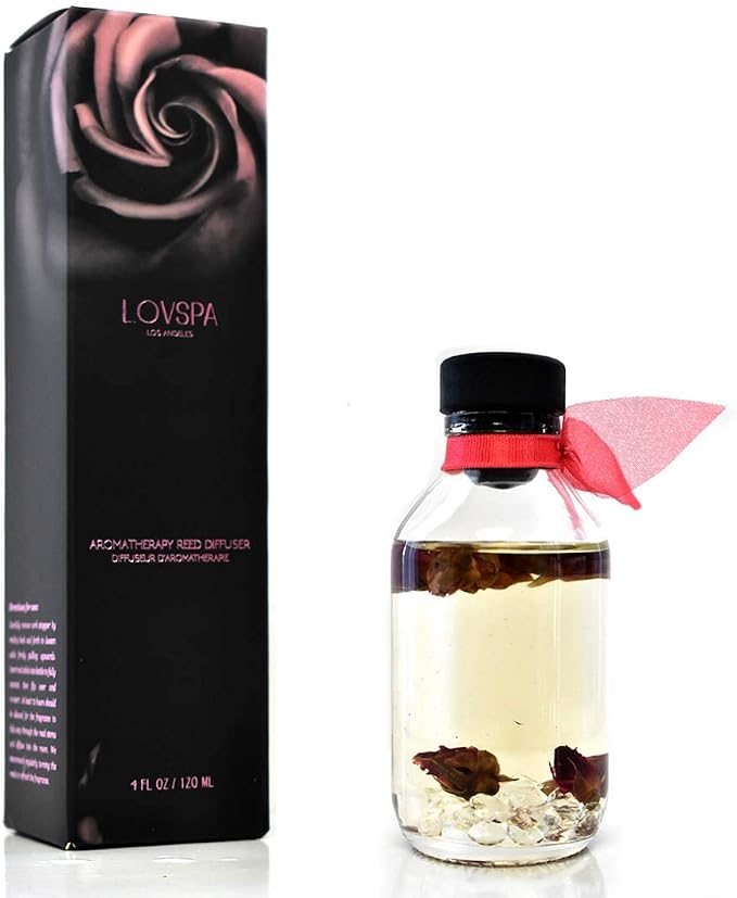 Reed Diffuser Set - Velvet Rose Scented Diffuser with Sticks | Home Fragrance Reed Diffuser for Bedroom, Bathroom Shelf Décor, with Real Florals in the Bottle - Made in the USA