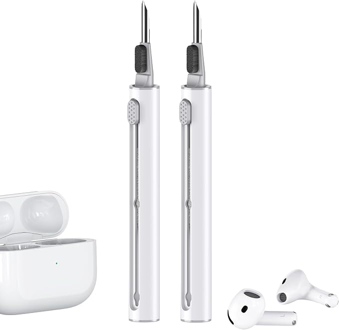 Inesore Multi Cleaning Pen for AirPods & All Bluetooth Earbuds(White+White) | 3-in-1 Design with Brush,Sponge & Metal Tip, Airpod Cleaning, Phone Cleaner, Earbud Cleaning, Electronic Device Cleaning Tool