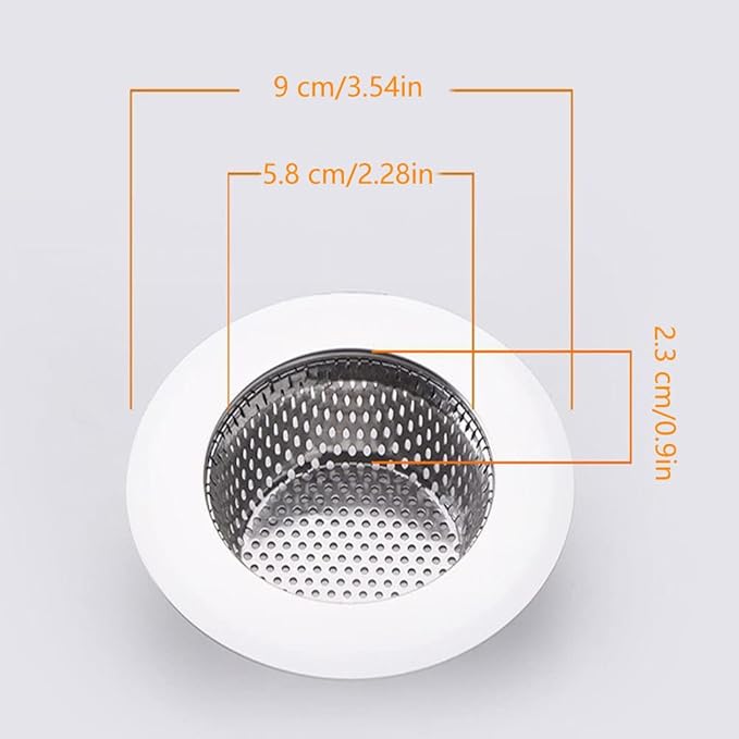 Drain Hair Catcher,Drain Stoper,Shower Drain Cover for Bathtub, Kitchen Sink Strainer, Stainless Steel Bathroom Sink, Drain Stopper with (2 PCS,White,3.5 in)