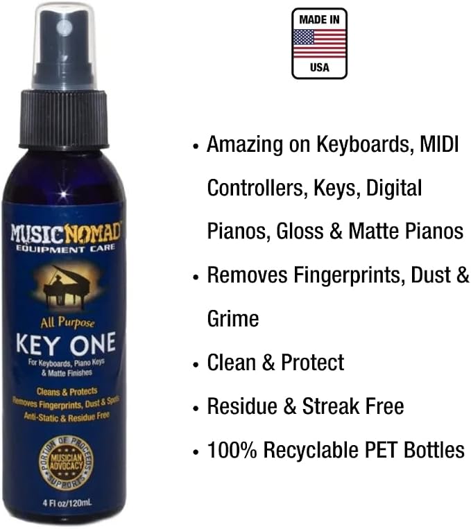 MusicNomad MN131 All Purpose Key ONE Cleaner, for Keyboards, MIDI Keyboard Controllers, Keys, Digital Pianos & Matte Pianos, 4 oz