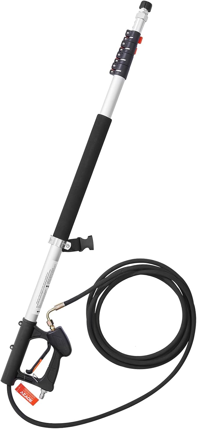 VEVOR Pressure Washer Telescoping Wand, 18 ft, 4000 psi, Telescopic Spray Wand with Power Washer Extension Wands, Gutter Cleaner, Brush Head, 5 Spray Nozzle Tips, Adapter and Adjustable Support Belt