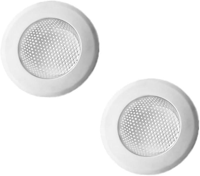 Drain Hair Catcher,Drain Stoper,Shower Drain Cover for Bathtub, Kitchen Sink Strainer, Stainless Steel Bathroom Sink, Drain Stopper with (2 PCS,White,4.5 in)