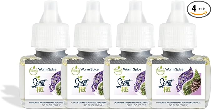 Scent Fill Warm Spice Plug in Air Freshener, 4 Scented Oil Refills