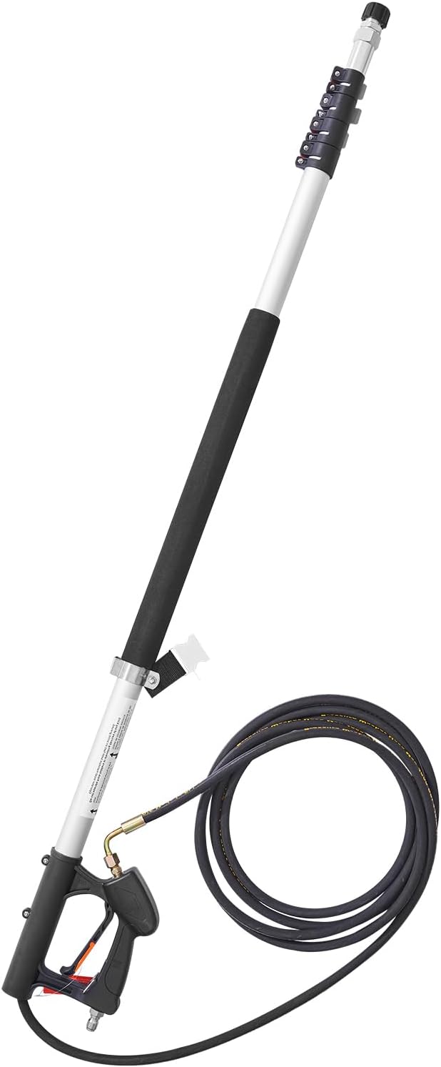 VEVOR Pressure Washer Telescoping Wand, 21 ft, 4000 psi, Telescopic Spray Wand with Power Washer Extension Wands, Gutter Cleaner, Brush Head, Pivoting Coupler, 7 Spray Nozzles and Support Harness