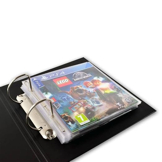 Tarifold Binder Sleeves for PS4 Games, 2-Ring Holes, Closing Flap, 25 Pack | Holds PS4 game disc and cover, 2-ring holes, 120-micron polypropylene, scratch-resistant, saves up to 70% storage space