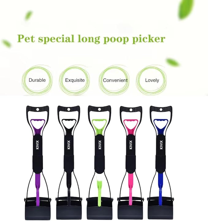 KIVIX 28" Pooper Scooper Foldable Blue Dog Pooper Scooper Poop Scooper with Unbreakable Material and Durable Spring Easy to Use for Grass, Dirt, Gravel