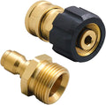 Quick Connect Pressure Washer Adapter Set For Pressure Washer Gun | For Patio Cleaning/Maintaining Outdoor Equipment, M22-14mm Female to 1/4" Socket, Male to 1/4" Plug, Quick Installation,Brass