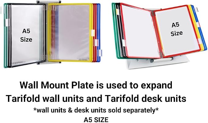 Tarifold Reference System Mounting Plate, Holds 10 Pockets, A5 Size | Mounting plate supports 10 pivoting pockets, fits A5-size documents, for wall or desktop reference systems