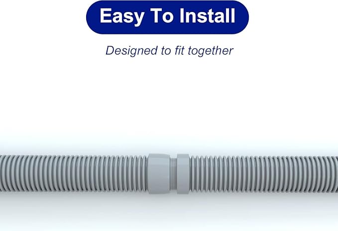 Poolvio Pool Vacuum Hose 33 Feet (10 x 40 Inch), 1.5 Inch Cuffs, Compatible with Most Inground Pool Automatic Cleaners, Gray