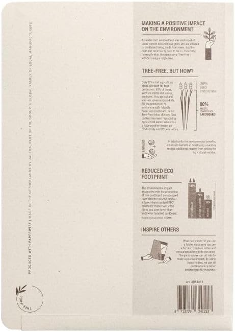 Jalema Tree-Free Two-Pocket Folders, 9" x 12", 10 Pack, Natural Beige | 10 folders, holds up to 50 sheets, cardboard made from agricultural waste, natural beige, for office, school or presentations