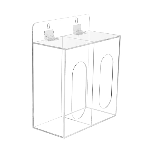 Acrylic Mask and Gloves Dispenser Holder with Lid, Wall Mount Double Dispenser Hoder for Face Mask, Hairnet, Shoe Cover, Bouffant Cap - Can Hang on The Wall and Stand on The Table (Clear)