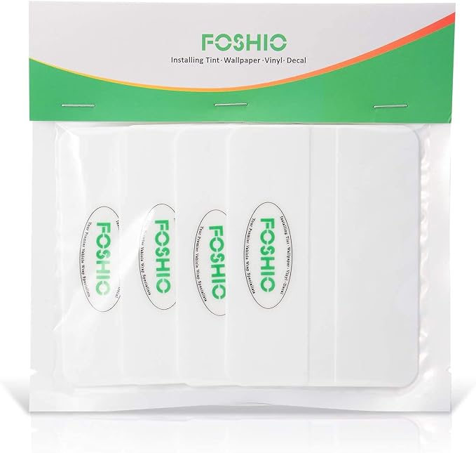 FOSHIO 4 Pack Professional Car Vinyl Applicator Tools 4 Inch Economical Squeegee for Window Tinting, Vinyl Decals, Sign Making, Vinyl Film Installing - White PP Plastic Scraper