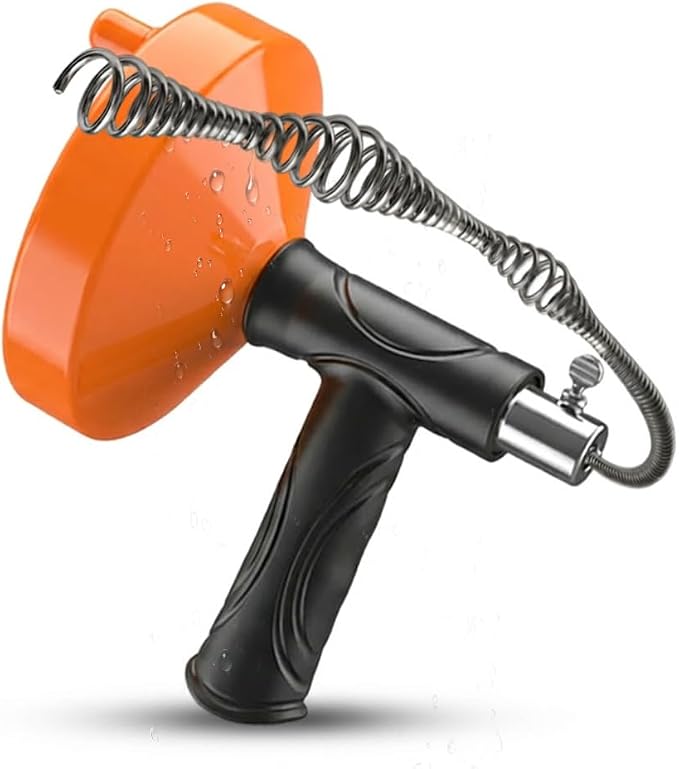 Drain Snake Auger, Plumbing Snake Drain Hair Clog Removal Tool, Sink Unclogger Drain, Heavy Duty Drum Auger, Cleaner Tool for Bathroom Kitchen Tub Shower Drain Clog Remover with Gloves (33 Feet)