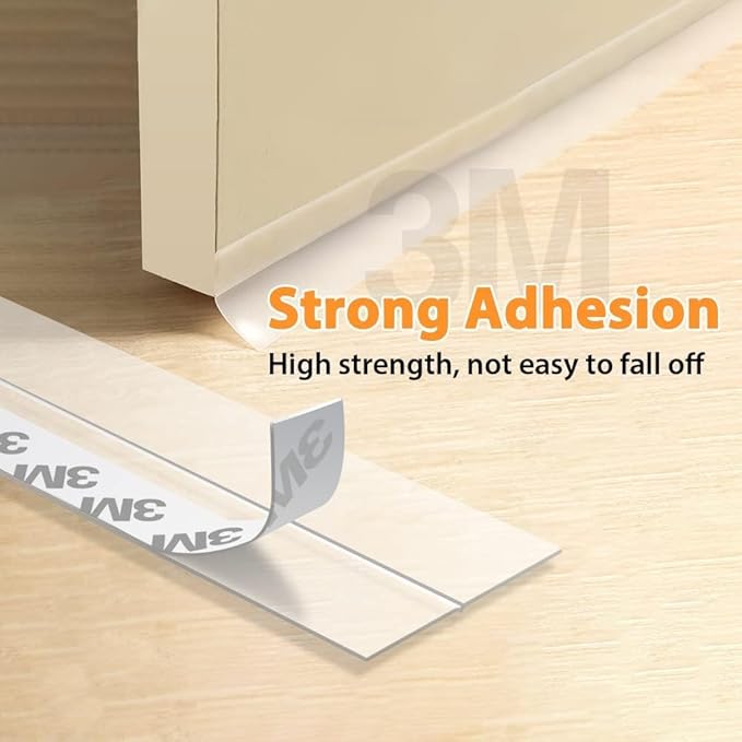 Door Weather Stripping Door Seal Strip Tape,Silicone Door Draft Stopper,Self Adhesive Shower Door Bottom Seal and Door Insulation Strip for Door Frame Windows and Glass Gaps 20 Ft (Transparent, 25mm)