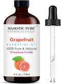 Majestic Pure Grapefruit Essential Oil for Diffuser - 4 Fl Oz | 100% Natural Essentials Oils Ideal for Humidifier, Air Freshening, Cleaning Home, Bath, Steam Inhalation and Massage