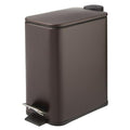 mDesign Rectangular Pedal Bin – 5 L Metal Waste Bin with Pedal, Lid and Plastic Bucket Insert – Household Rubbish Bin for Bathroom, Kitchen and Office – Bronze