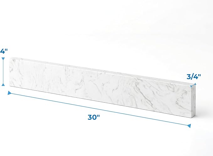 Bathroom Vanity Sink Backsplash/Sidesplash (Engineered Carrara Marble, 4" x 30")