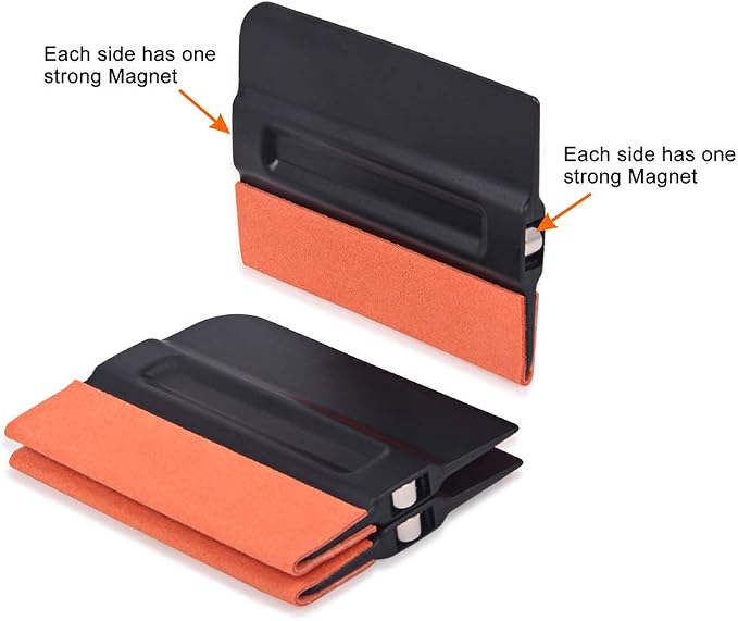 Vinyl Wrap Squeegee 4 Inch Magnet Tint With Micro-Fiber Felt Edge - Car Vinyl Scraper Decal Applicator Tool, Wallpaper Window Film Smoothing Tool, Pack of 3