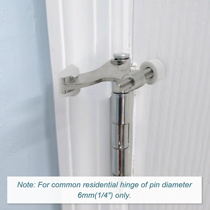 12 Pack Hinge Pin Brushed Nickel Door Stopper, Adjustable Heavy Duty Hinge Pin Door Stop with Rubber Bumper Tips