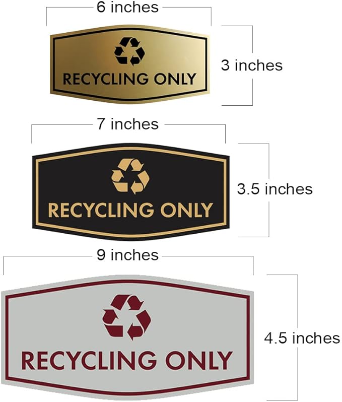 Fancy Recycling Only Sign (Black) - Small