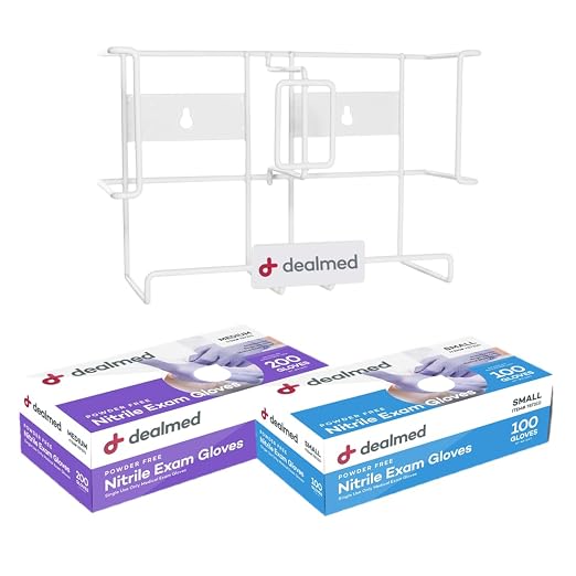 Dealmed 787132 Glove Box Holder - Universal - Wall Mount Dispenser | Powder Coated Alloy Steel, 2-Box Capacity, Open Wire Design, 11.8 x 4.3 x 7.7 in, Mounting Hardware Included