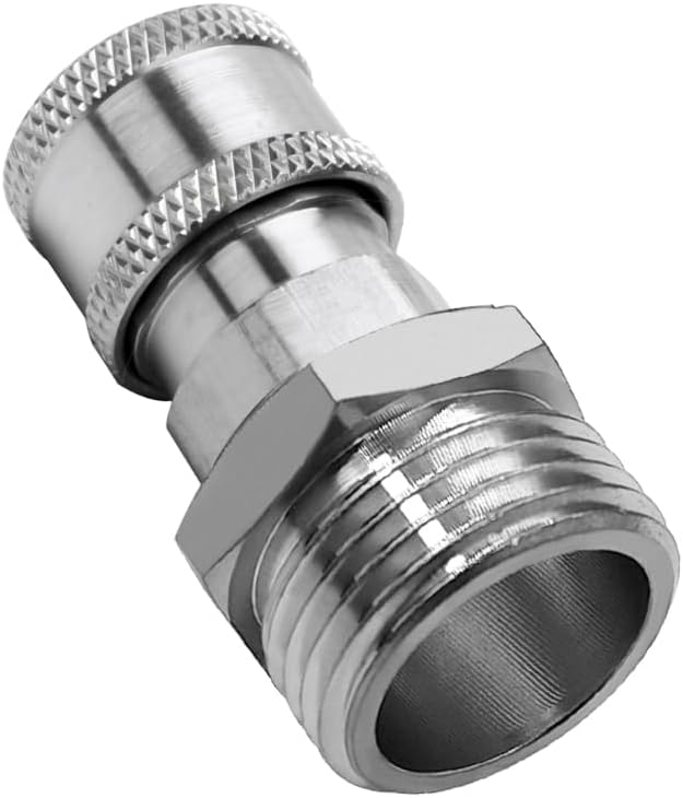 beduan Stainless Steel 3/4 Garden Hose Male Threaded to 3/8 Pressure Washer Adapter Convert Hose to Power Washer Quick Connector Socket Coupler(3/8 QC)