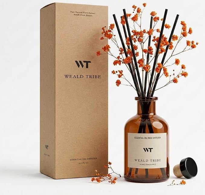 Flower Reed Diffuser Set Neroli Scent for Bathroom Accessories Shelf Decor & Air Fresheners, Sticks Defusers with 4.0 fl oz Essential Oils & Leaves, House Bedroom Office Decor & Gifts