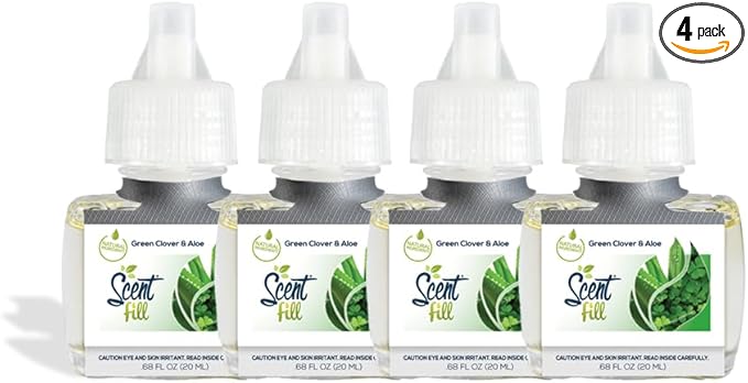 Scent Fill Green Clover & Aloe Plug in Air Freshener, 4 Scented Oil Refills