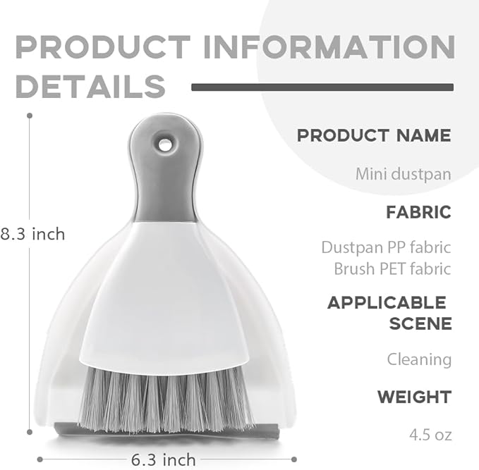 Small Dust Pan and Brush Broom - Dust Pan and Brush Set, Small Dustpan and Brush Set, Hand Broom and Dustpan Set, Dustpan with Brush, Dustpan and Brush Set is Daily Clean Tool for Family. （Gray 2 Set）