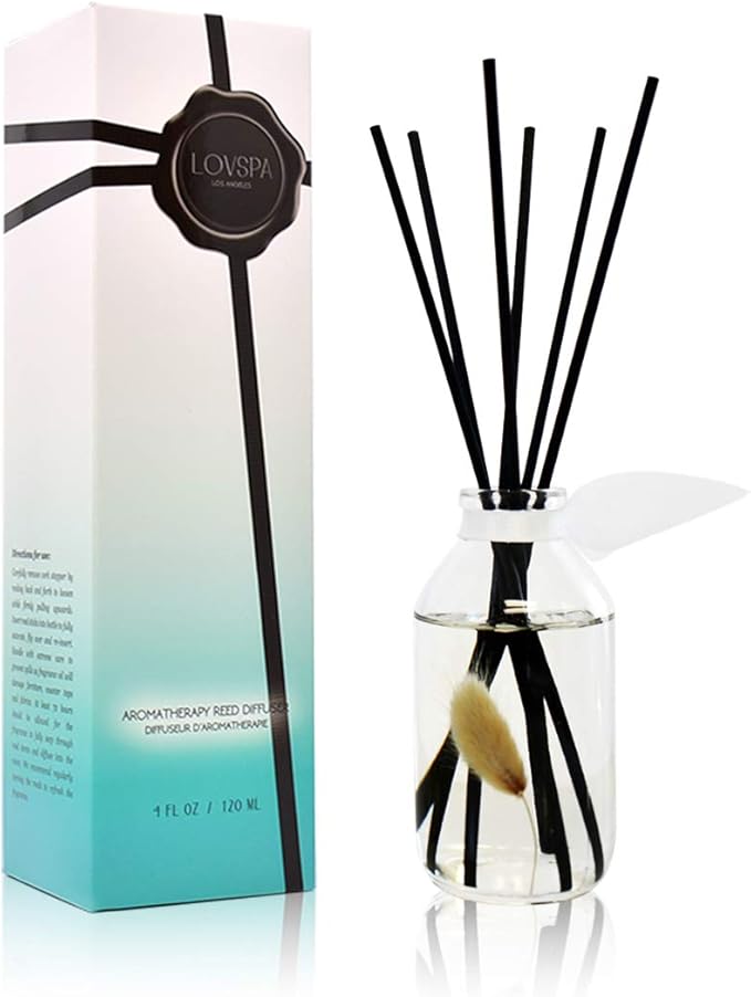 Reed Diffuser Set - Clean Cotton Blossom Scented Diffuser with Sticks | Fresh Laundry Home Fragrance Reed Diffuser for Bedroom, Bathroom Shelf Décor, with Real Botanicals in the Bottle