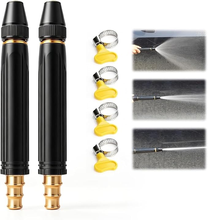 Heavy Duty High Pressure Hose Nozzle, 2026 Upgrade Adjustable Booster Home High Pressure Car Wash Water Gun with Booster Nozzle, Pressure Washer Hose Attachment for Plant Watering Lawn Car (B*2)