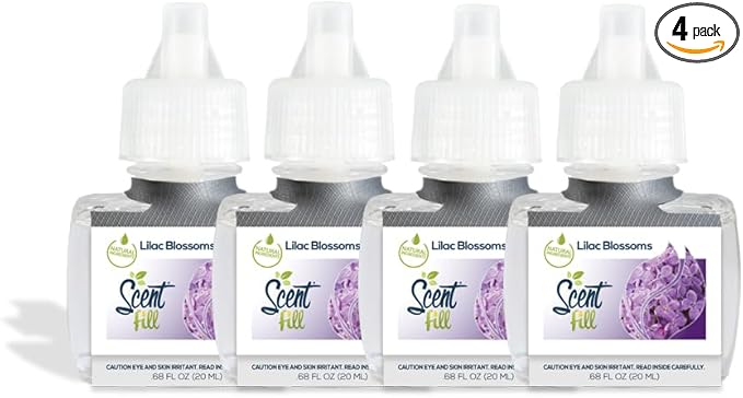 Scent Fill Lilac Blossoms Plug in Air Freshener, 4 Scented Oil Refills