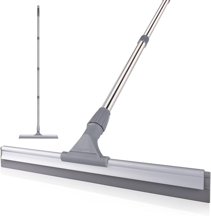 17.3" Floor Squeegee，Squeegee Broom for Floor with 62" Long Handle, Shower Squeegee for Tile Shower Walls,Garage, Deck, Bathroom, Glass,Window, Concrete Floor