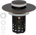 Universal Bathroom Sink Drain Strainer Hair Catcher, Oil Rubbed Bronze | Upgraded with Removable Stainless Steel Filter Basket, 3 in 1 Pop Up Sink Stopper for 1.1''~2.36'' Sink Basin Hole