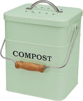 Stainless Steel Compost Bin for Kitchen Countertop Compost Bin,1 Gallon, Kitchen Trash Can -Includes Charcoal Filter,Compost with Lid-Green