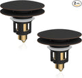 2 PCS Universal Metal Bathroom Sink Stopper Hair Catcher, Oil-Rubbed Bronze | Pop-Up Sink Drain Strainer with Detachable Filter, Drain Plug Fits 1.1"-2.36" US Basin, Large Cover Cap, Brass Bounce Core
