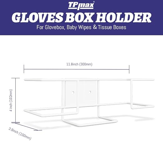 XL Gloves Box Facial Tissue Box Holder,Wire Rack Dispenser for Gloves,Tissues Paper Towels Organizer - Mounting Accessories Included - Holds up to 1 Box - Perfect for Lab, Food Service and Home