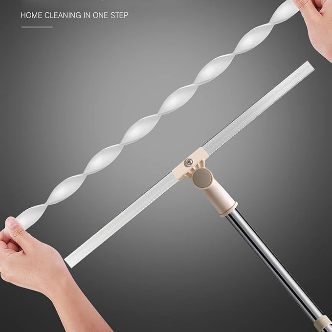 20 in Silicone Floor Squeegee 65 in Long Handle for Floor Window Cleaning | Shower Squeegee Scrubber Combi with Pole Extendable Telescopic Adjustable Stainless Glass Squeegee Bathroom shower