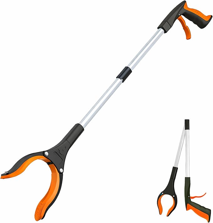 Grabber Reacher Tool - 32” Extra Long Foldable Gripper and Reaching Tool - Heavy Duty Pick Up Stick Grabbers for Seniors, Trash, Surgery Recovery Must Haves Gifts (Orange)