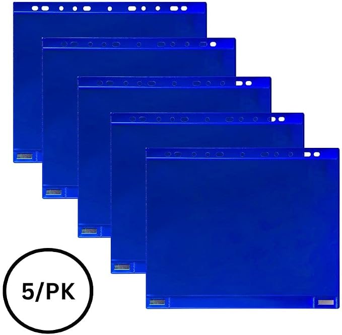 Tarifold Magnetic Double-Sided Document Pockets, Letter Size, Blue, 5 Pack | 5 magnetic double-sided pockets, holds letter-size documents, full magnetic backing, blue frames, quick document changes