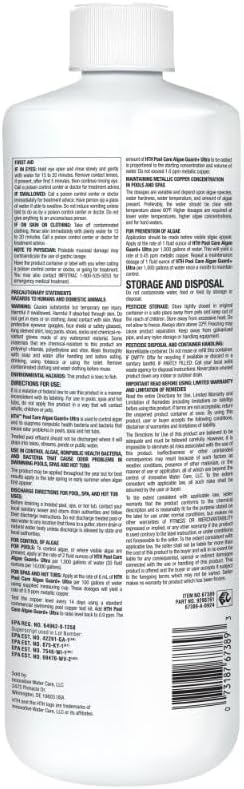 HTH 67244 Swimming Pool Care Algae Guard Ultra - Long Lasting Formula, Eliminates & Prevents Green, Black, and Mustard Algae, Fast Acting & Effective Swimming Pool Chemical, 32oz