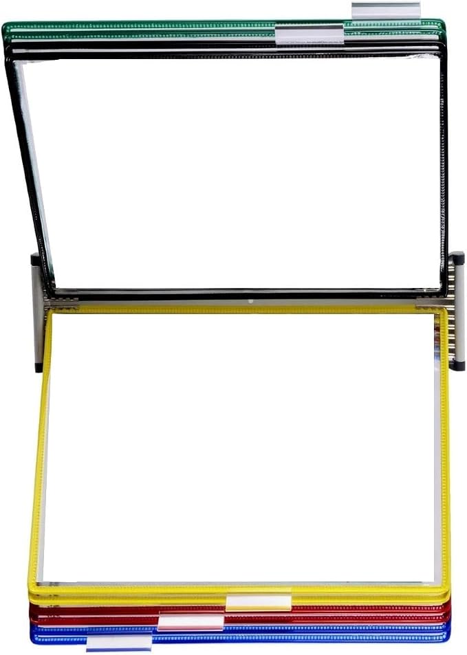 Tarifold Wall Mount Reference System, 10 Pockets, A4 Landscape, Assorted | 10 double-sided PVC pockets hold 20 A4 sheets, landscape orientation, sturdy wall-mount bracket, easy to install
