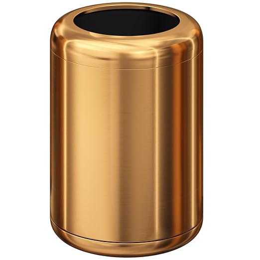 10L/2.6GAL Brushed Stainless Steel Trash can,Open Top Wastebasket Bin,Garbage Can for Bathroom,Living Room,Office,Kitchen,Bedroom,Hotel (Rose Gold)