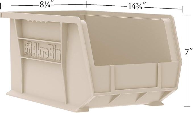 Akro-Mils 30240 AkroBins Plastic Storage Bins, Space-Saving Stackable Bins for Garage, Pantry, Craft Organization, 15-Inch x 8-Inch x 7-Inch, Red, 12-Pack