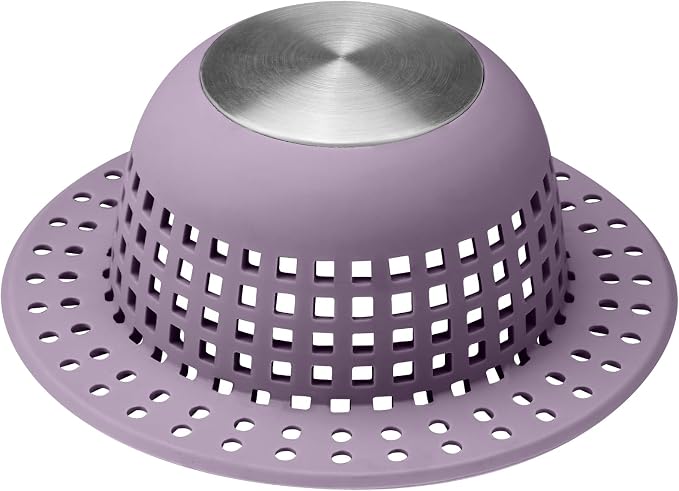Aluvor Shower Drain Hair Catcher Bathtub Drain Cover Sink Drain Protector | Bathroom Sink & Bathtub Drain Strainer for Pop-Up & Regular Drains, Silver Purple