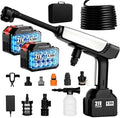 Cordless Pressure Washer Battery Powered,Portable Power Washer with 2pcs 4.5Ah 21V Battery&Charger & 6-in-1 Nozzle,2 Power Level & on/Off Button,Handheld Pressure Washer for Car,Home,Garden Patio