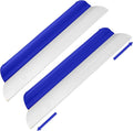 2 Pack 14 Inch Car Drying Squeegee Blue Silicone Window Blade | Flexible Silicone for Drying Windshield Shower Glass, Bathroom Window Cleaner, T-bar Design, Long Handle Wash Tool